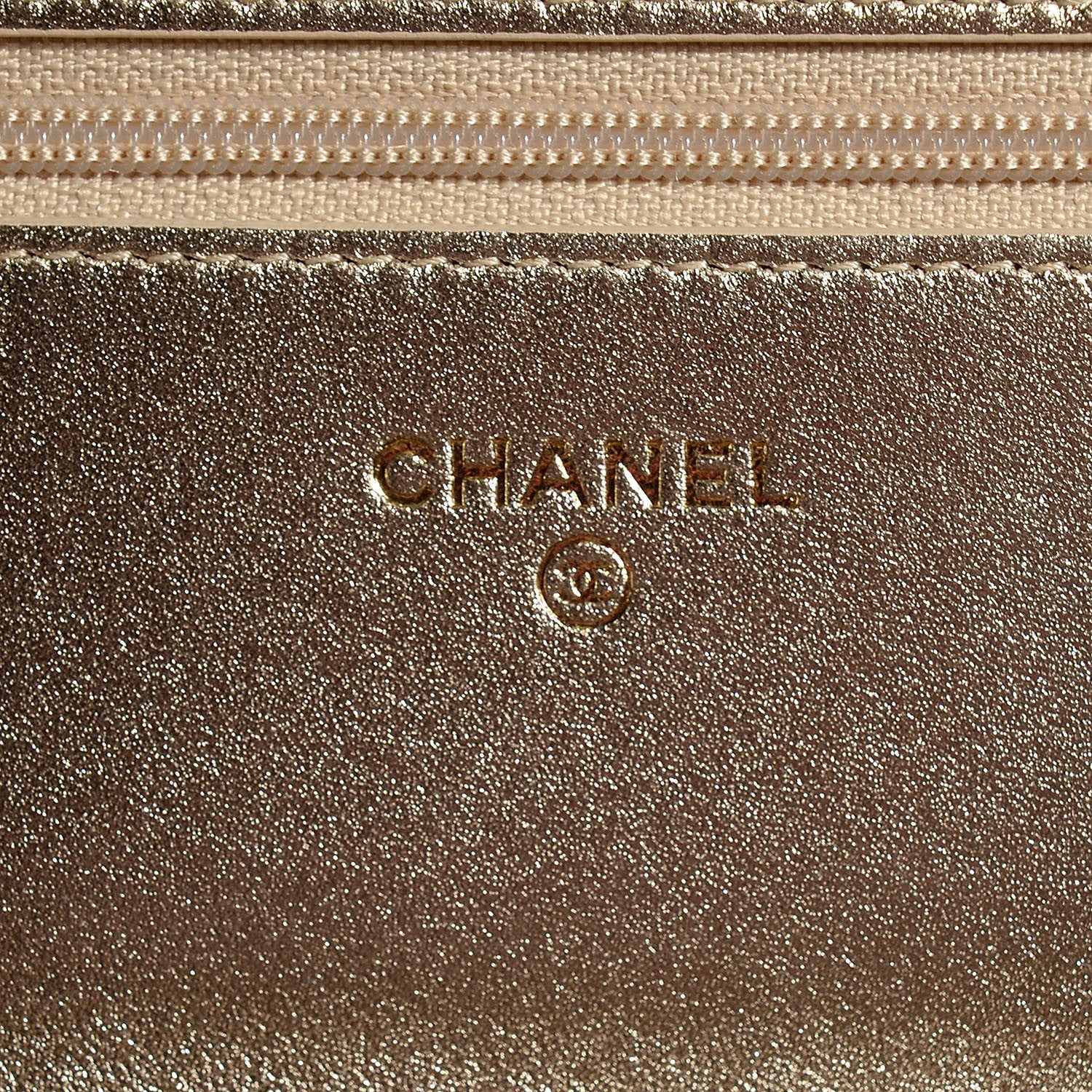 Chanel Metallic Lambskin Wallet On Chain WOC Gold 7 of 9