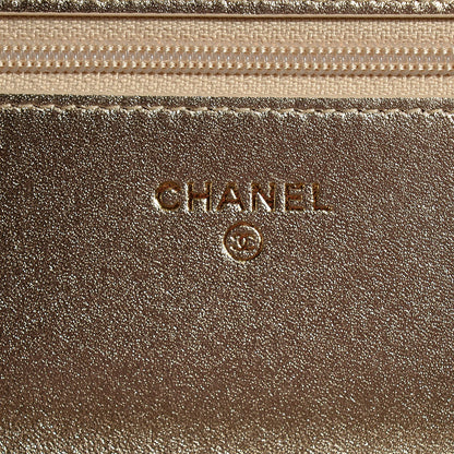 Chanel Metallic Lambskin Wallet On Chain WOC Gold 7 of 9