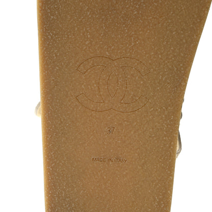 Chanel Suede Calfskin Velcro Flat Sandals 37 Ecru Dark Beige 6 of 8