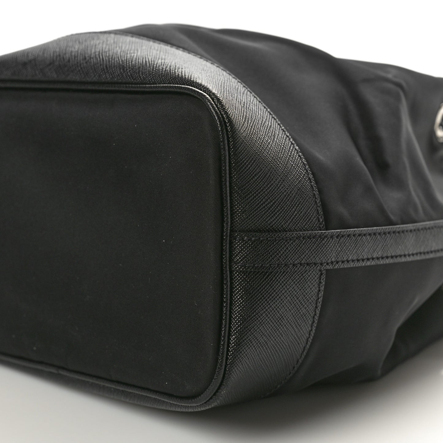 Tessuto Nylon Saffiano Secchiello Bucket Bag Black
