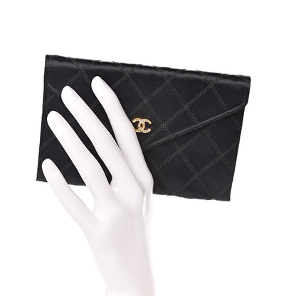 Chanel Satin Stitched Flap Card Case Black 2 of 9