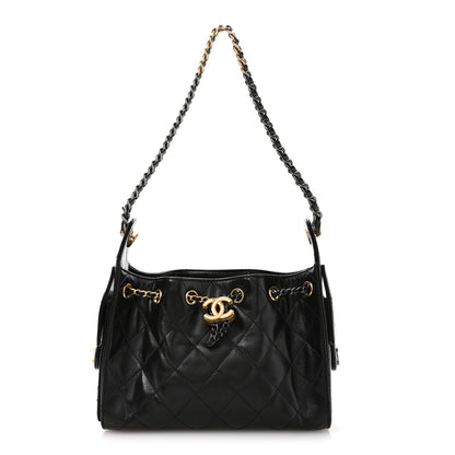 Chanel Shiny Crumpled Calfskin Quilted Mini Chanel 25 Handbag Black 1 of 11