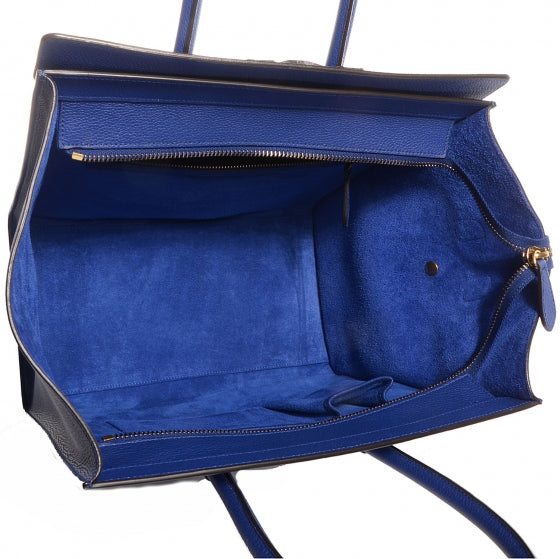 Celine Drummed Calfskin Mini Luggage Indigo 5 of 9