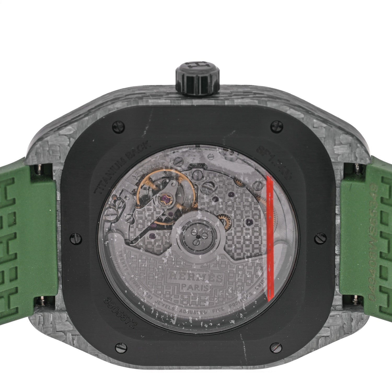 Hermes Glass Fiber Ceramic Rubber 39mm H08 Automatic Watch Vert 4 of 5