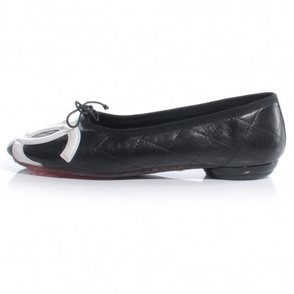 Chanel Leather Quilted Cambon CC Ballet Flats Black 49430