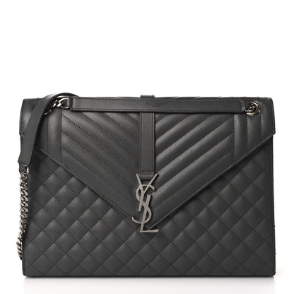 Saint Laurent Grain De Poudre Textured Mixed Matelasse Large Triquilt Monogram Satchel Earth 1 of 8