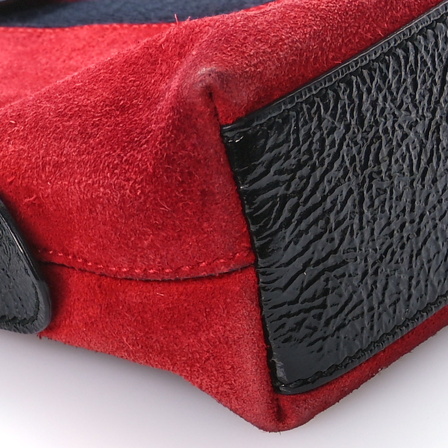 Suede Patent Web GG Small Ophidia Dome Shoulder Bag Hibiscus Red