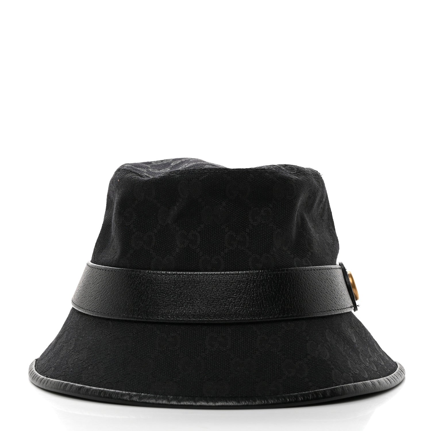 Gucci Monogram Textured Dollar Calfskin GG Jago Bucket Hat M Black 4 of 11