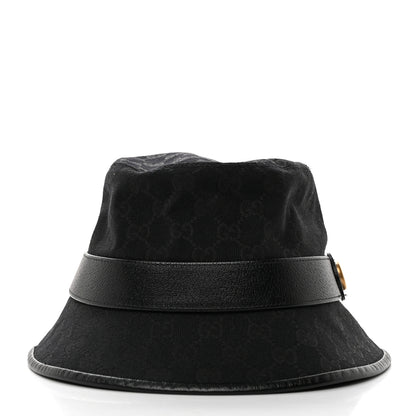 Gucci Monogram Textured Dollar Calfskin GG Jago Bucket Hat M Black 4 of 11