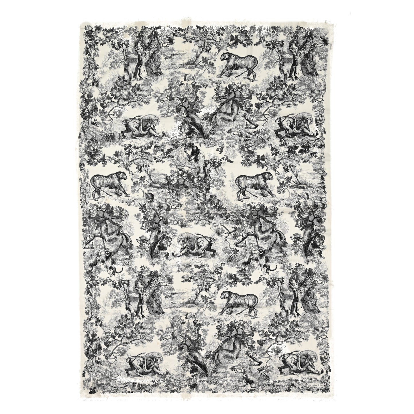 Cotton Toile De Jouy Shawl Black
