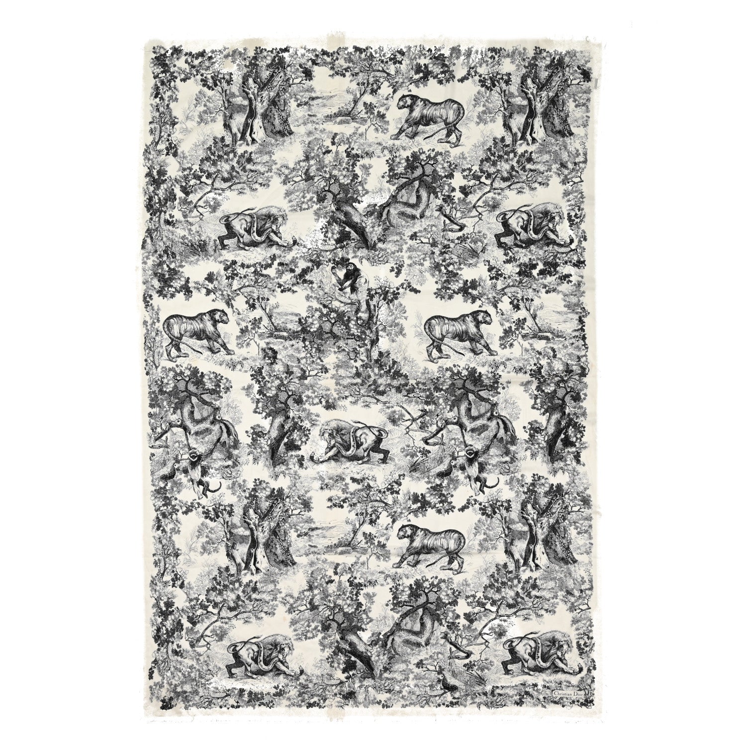 Christian Dior Cotton Toile De Jouy Shawl Black 1 of 5