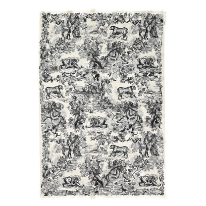 Christian Dior Cotton Toile De Jouy Shawl Black 1 of 5