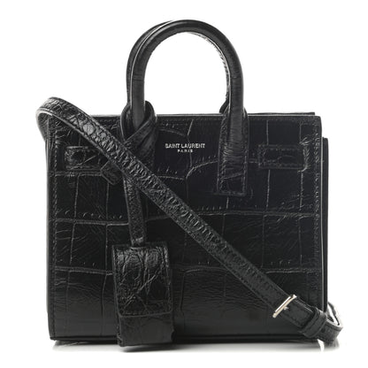 Saint Laurent Calfskin Crocodile Embossed Toy Sac De Jour Black 1 of 11
