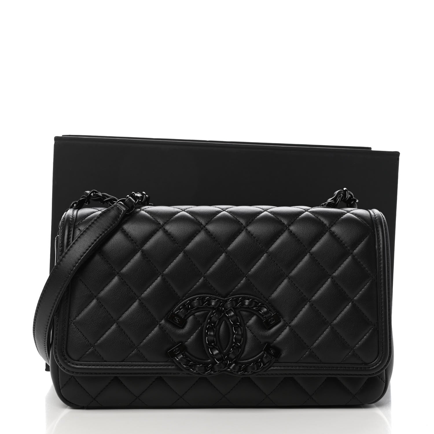 Chanel Calfskin Quilted Medium CC Filigree Flap Black 10 of 10