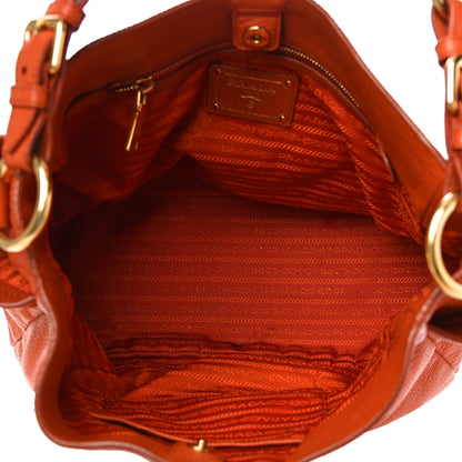 Prada Vitello Daino Side Pocket Hobo Papaya 7 of 15