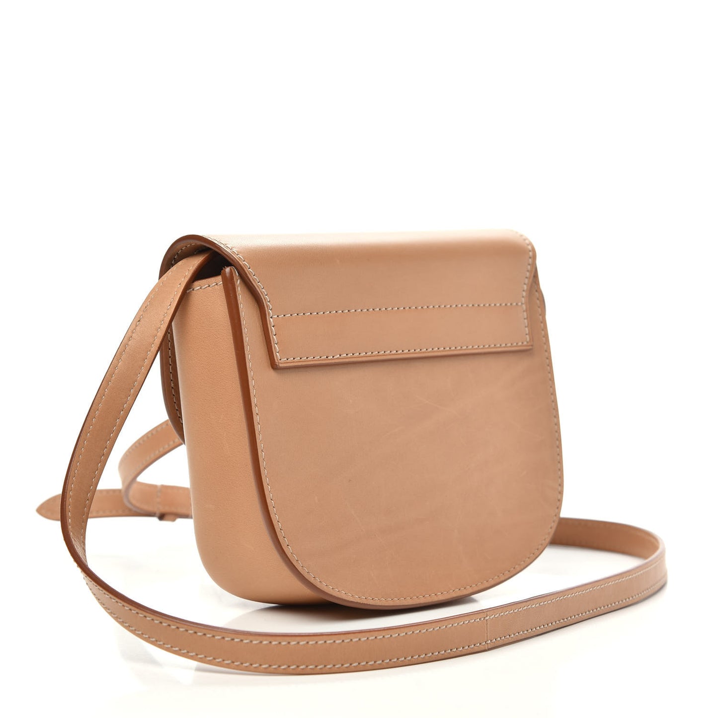 Smooth Vintage Calfskin Small Kaia Satchel Brown Gold