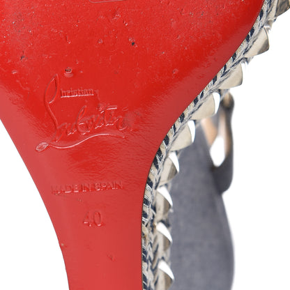 Christian Louboutin Denim Pyraclou 140 Wedge Sandals 40 Blue White 8 of 12