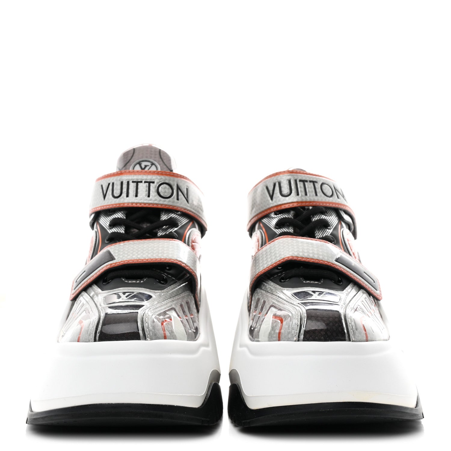 Louis Vuitton Metallic Calfskin Monogram LV Archlight 2.0 Platform Sneakers 37 Silver White Orange 3 of 10