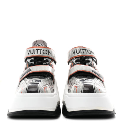 Louis Vuitton Metallic Calfskin Monogram LV Archlight 2.0 Platform Sneakers 37 Silver White Orange 3 of 10