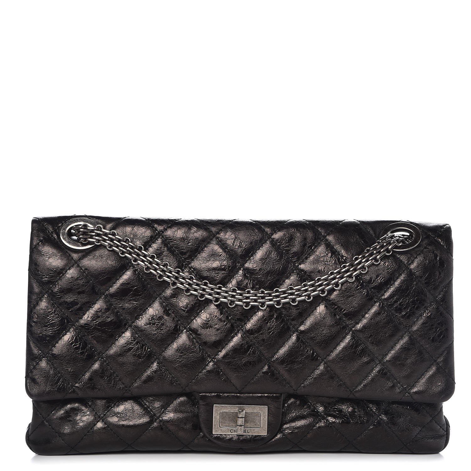 Chanel Metallic Aged Calfskin Quilted 2.55 Reissue 228 Flap Black 1 of 10
