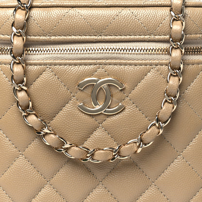 Chanel Caviar Quilted Small Top Handle Vanity Case With Chain Dark Beige 8 of 10