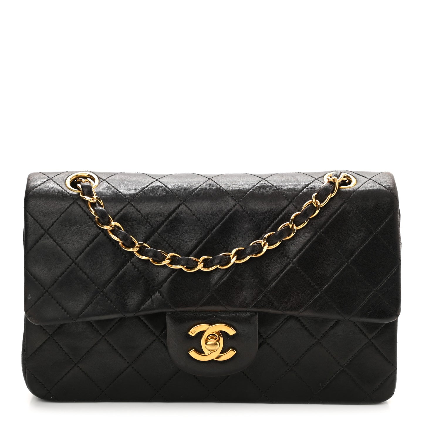 Lambskin Quilted Small Double Flap Black