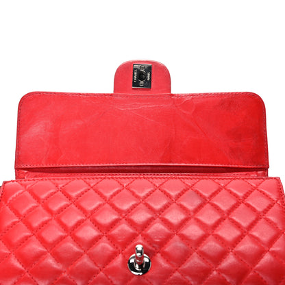 Chanel Lambskin Quilted East West Flap Clutch Red 10 of 16