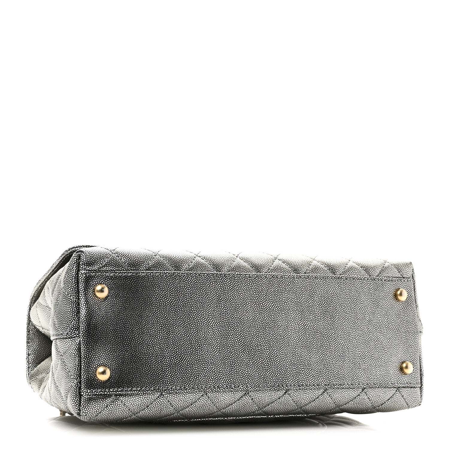 シャネル Chanel Metallic Caviar Quilted Small Coco Handle Flap Silver