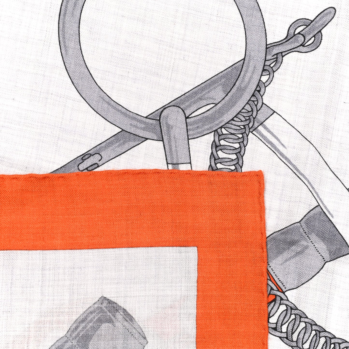 Cashmere Silk Eperon D'Or Shawl 140 Orange Gris Chine