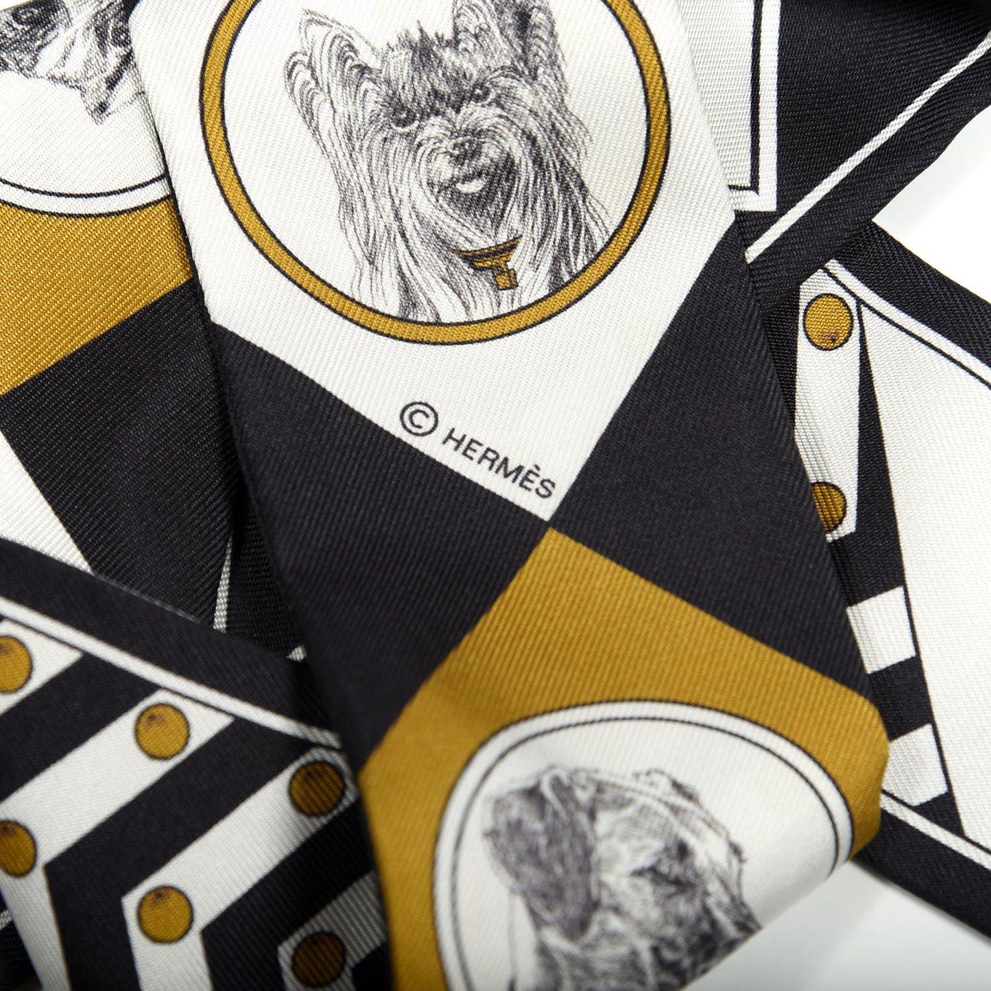 Silk Colliers Et Chiens Twilly Black Gold White