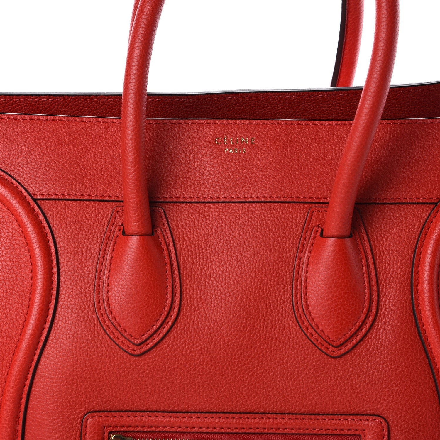 Celine Drummed Calfskin Mini Luggage Coquelicot 9 of 9