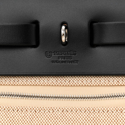 Hermes H Plume Canvas Vache Hunter Horseshoe Laque Circuit 24 Herbag Zip Retourne 31 Black Naturel Ecru 8 of 13