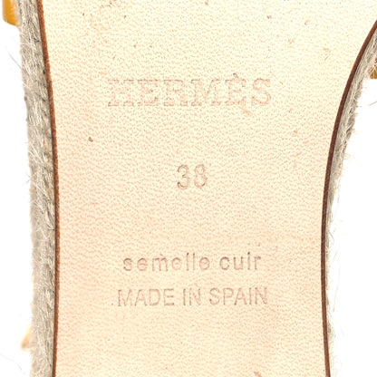 Hermes Goatskin Elda Espadrille Wedge Sandals 38 Jaune Sable 8 of 10