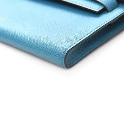 Hermes Epsom Kelly Cut Clutch Pochette Turquoise 9 of 10