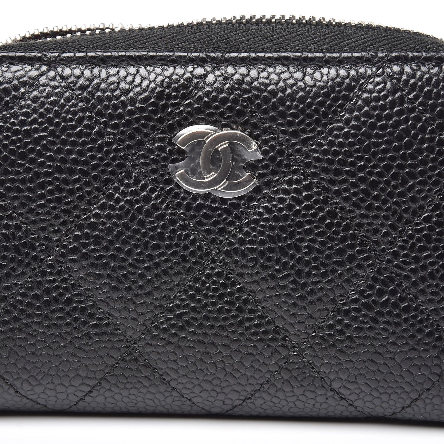 Caviar Quilted Zip Coin Purse Black