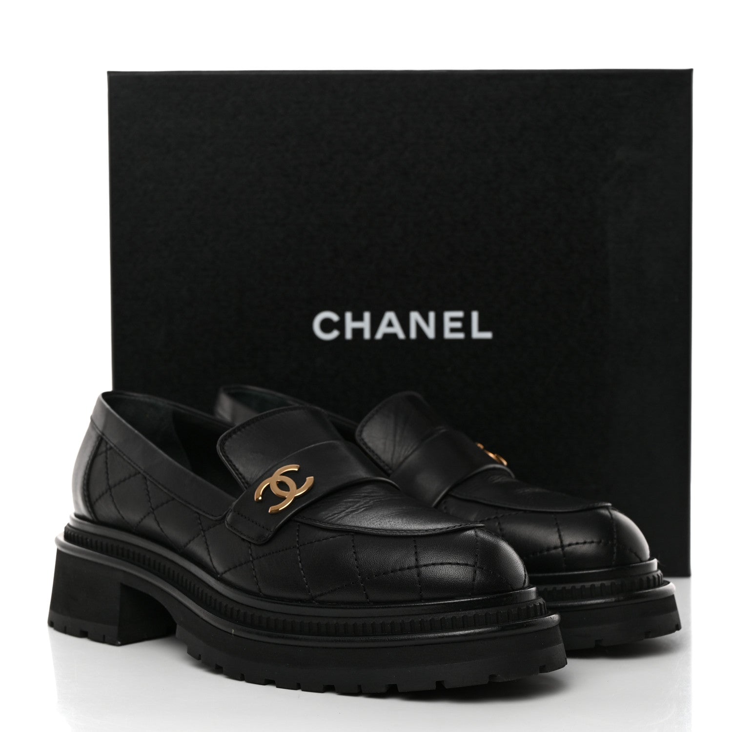 Chanel Calfskin Quilted CC Mocassin Loafers 39 Black 9 of 9