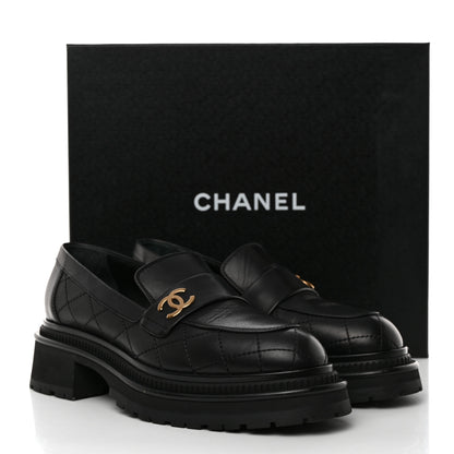 Chanel Calfskin Quilted CC Mocassin Loafers 39 Black 9 of 9