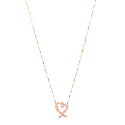 Tiffany 18K Rose Gold Small Paloma Picasso Loving Heart Pendant Necklace 1 of 6