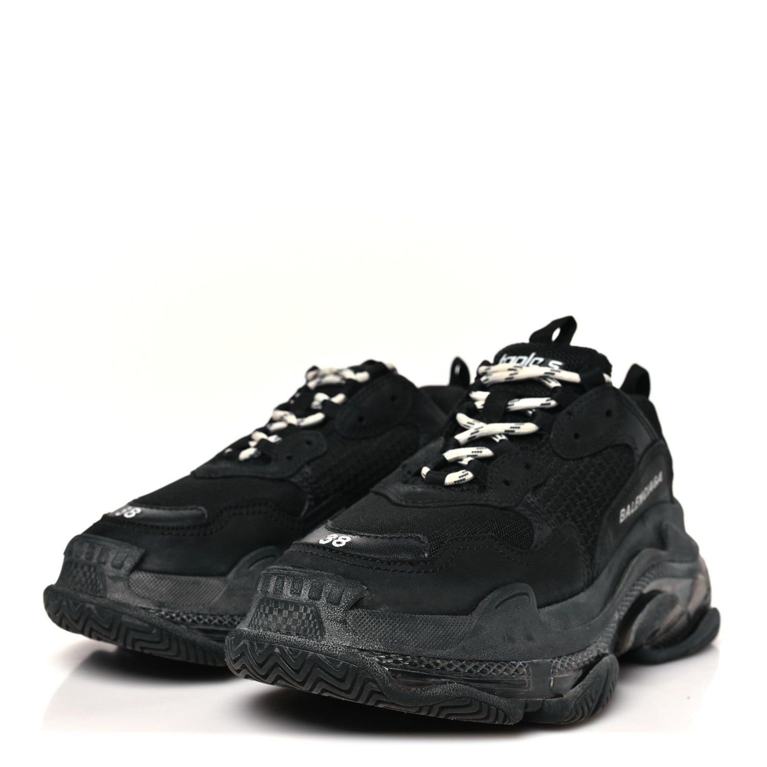 Balenciaga Fabric Mesh Clear Sole Womens Triple S Sneakers 38 Black 4 of 8