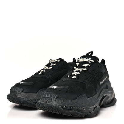 Balenciaga Fabric Mesh Clear Sole Womens Triple S Sneakers 38 Black 4 of 8