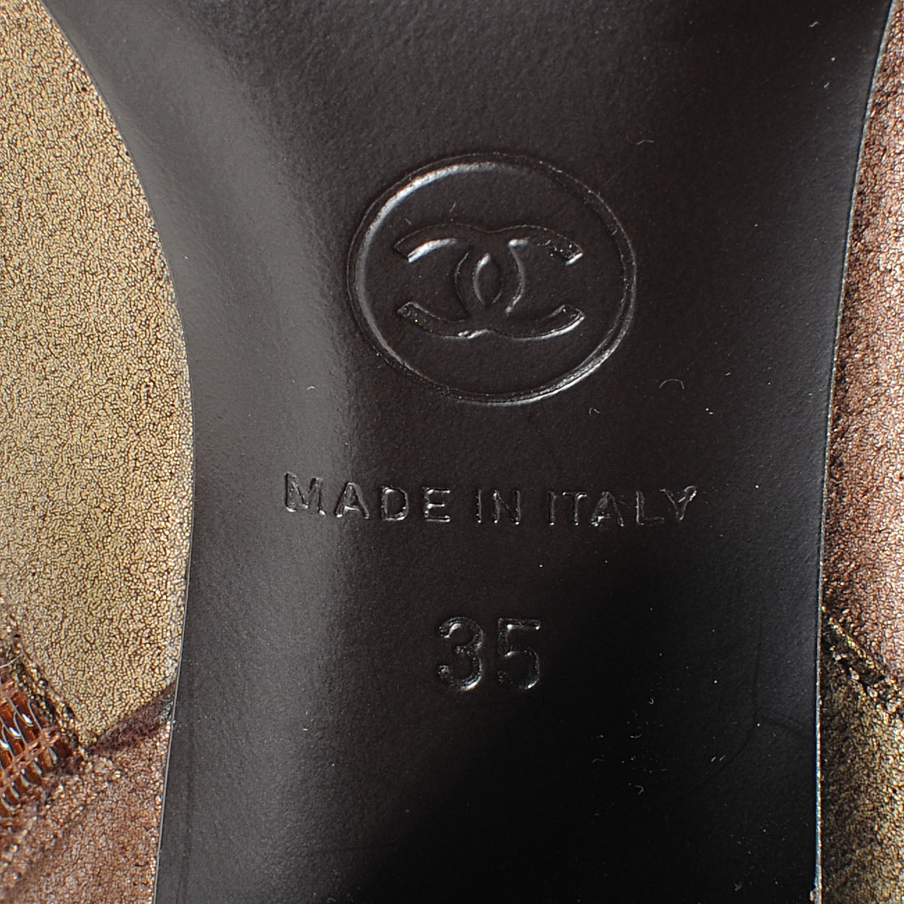 Iridescent Calfskin High Boots 35 Gold