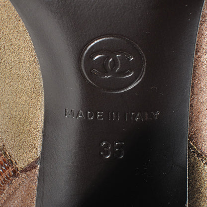 Chanel Iridescent Calfskin High Boots 35 Gold 6 of 7