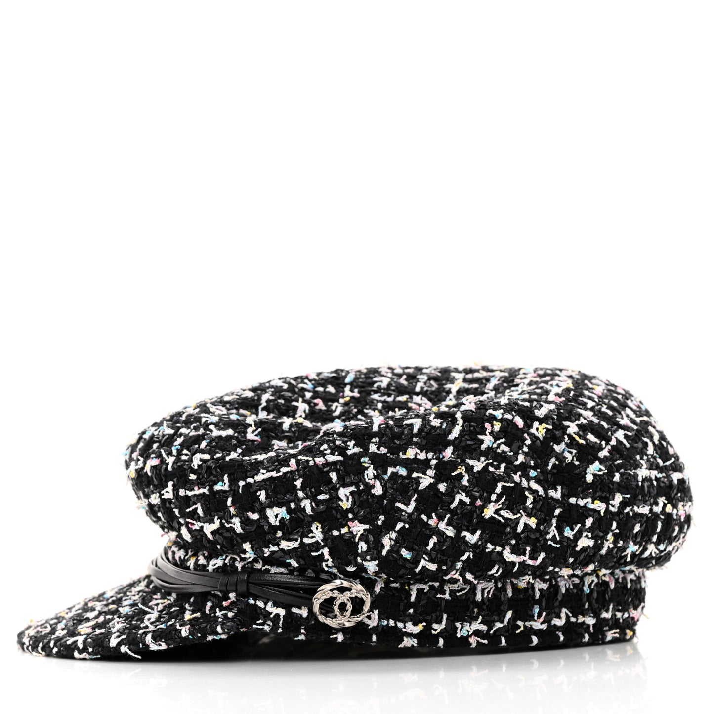 Metallic Tweed Lambskin CC Cap Black White