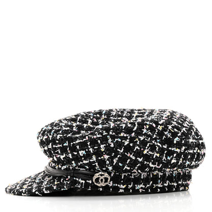 Chanel Metallic Tweed Lambskin CC Cap Black White 4 of 11