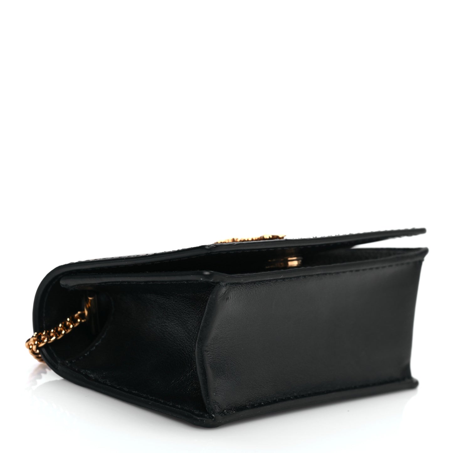 Coated Canvas La Greca Signature Print Virtus Mini Chain Bag Black Caramel