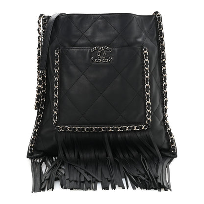 Chanel Calfskin Quilted Fringe Small Shopping Bag Black 1 of 9