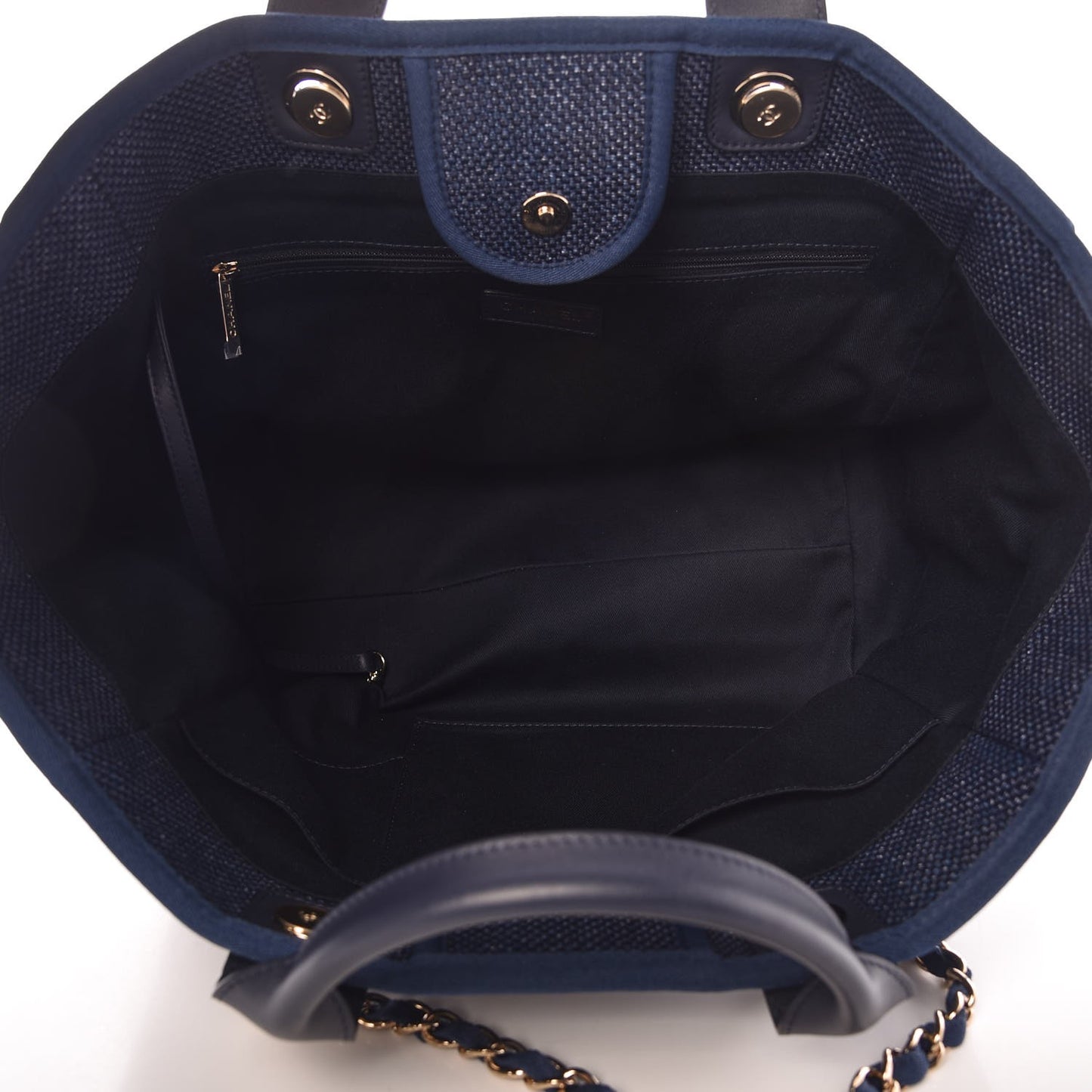 Woven Straw Raffia Large Deauville Tote Dark Blue