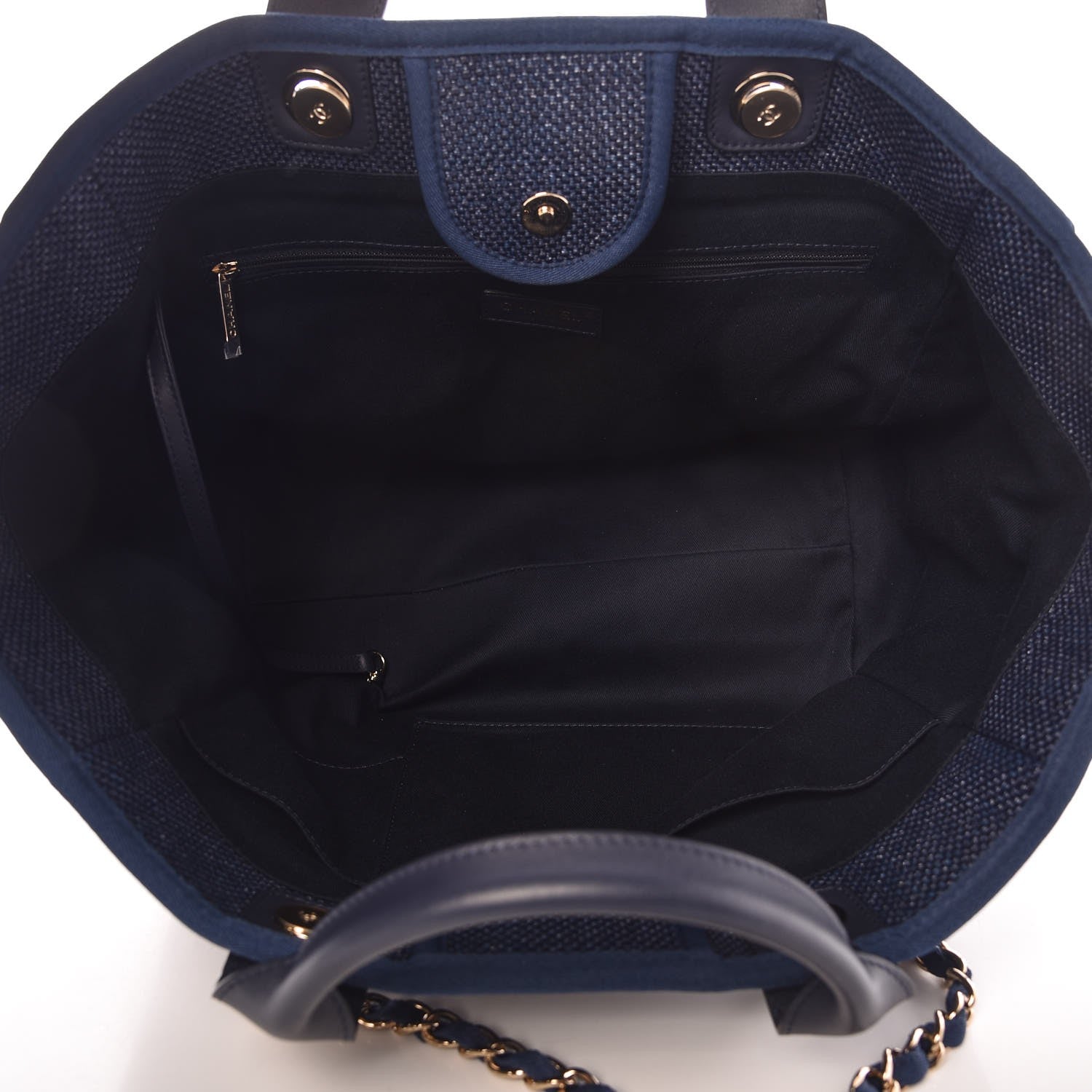 Chanel Woven Straw Raffia Large Deauville Tote Dark Blue 5 of 7