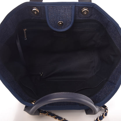 Chanel Woven Straw Raffia Large Deauville Tote Dark Blue 5 of 7