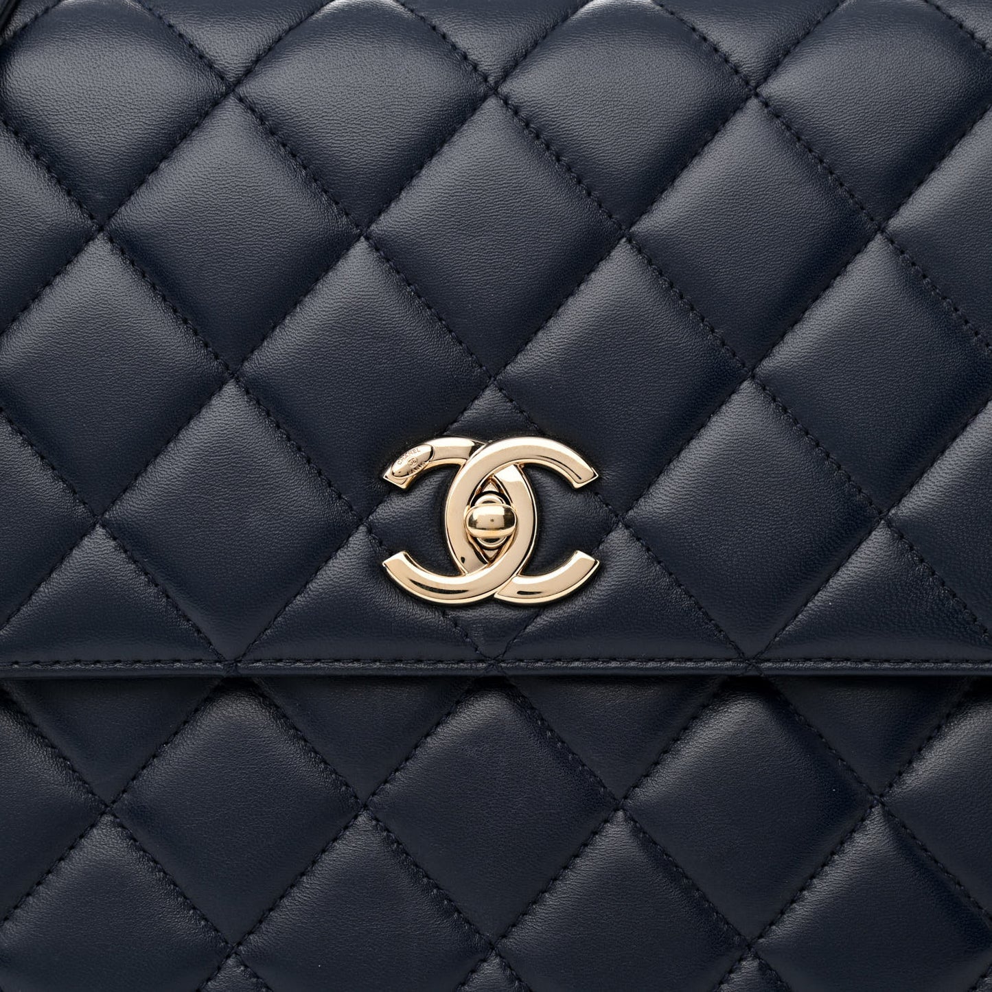 Lambskin Quilted Large Trendy CC Flap Dual Handle Bag Navy Blue